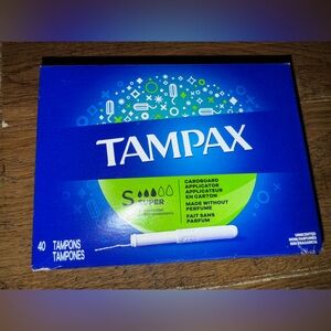Tampax super tampons new box cardboard applicator